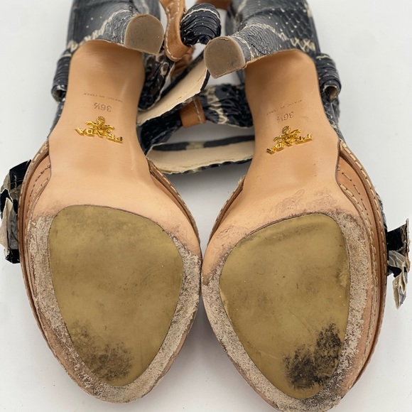 PRADA Fantasy Python Platform Heels Nero + Naturale Size 36.5 - Picture 9 of 9